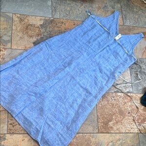 Talbots Blue V-Neck linen dress